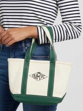 Vintage L.L.Bean Boat & Tote Small Canvas Bag Made in USA Forest Green Preppy